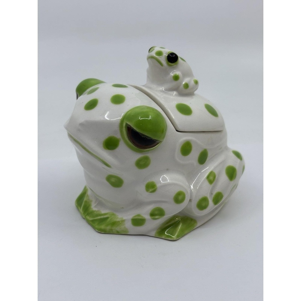 Schmid design folio Hand Painted Frog Vtg Green White Midcentury
